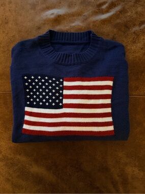 Navy TikTok American Flag Crewneck Sweater